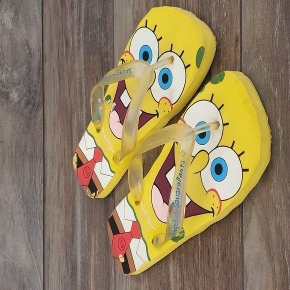 SpongeBob SquarePants Y2K flip flop flats sandals shoes sz 7/8 - Picture 2 of 8